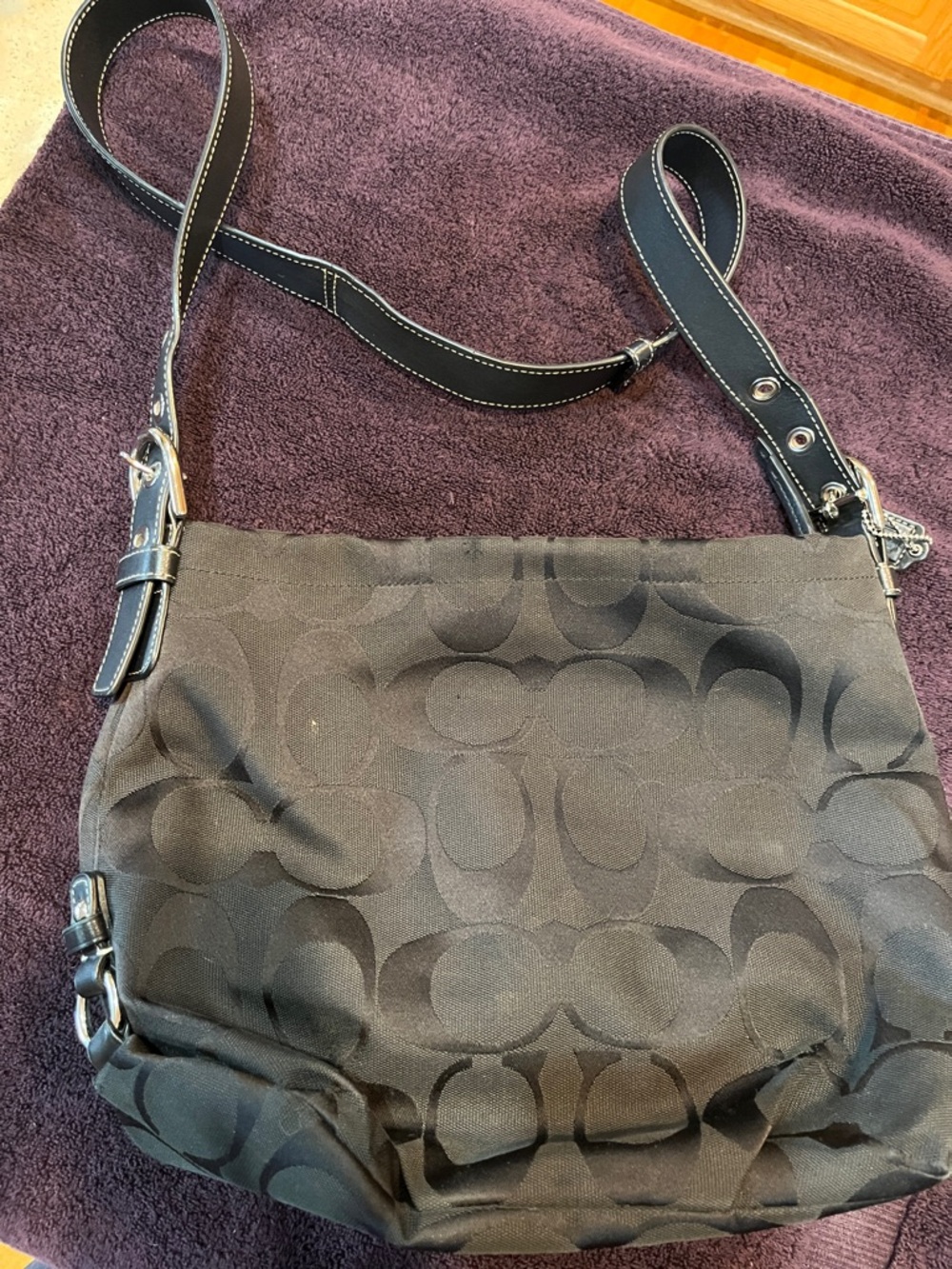 Coach Black Signature Canvas Shoulder Bag